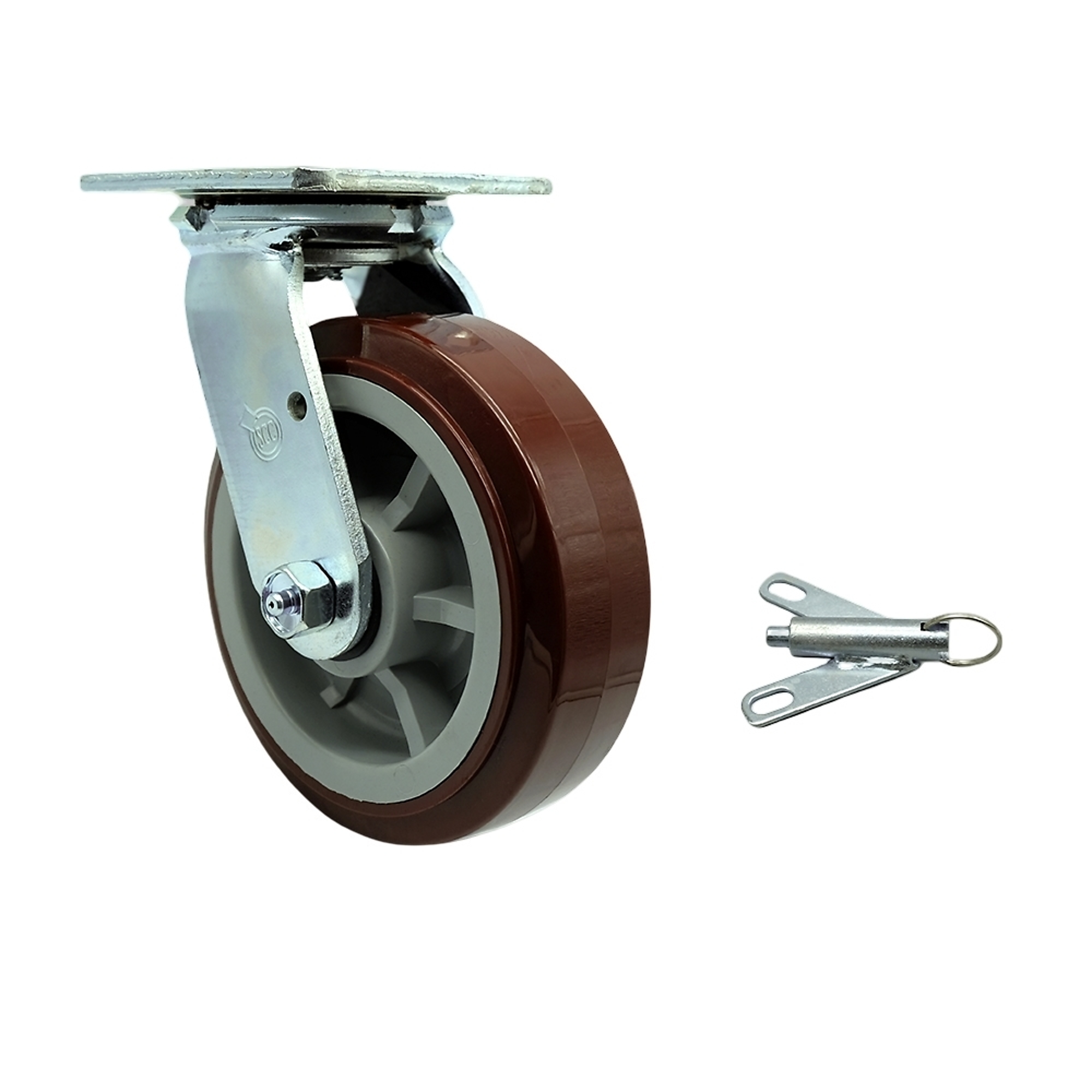 Service Caster, 6in. x 2in. Plate Caster, Wheel Diameter 6 in, Caster Type Swivel, Package (qty.) 1, Model# SCC-SS30S620-PPUR-BSL